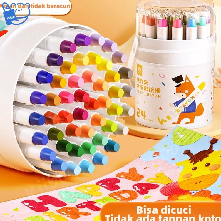 

KODE I7R In stockWashable Silky Crayon 36 Warna Colorful Bucket Krayon Mewarnai Alat Warna Set Anak Wipe and Clean