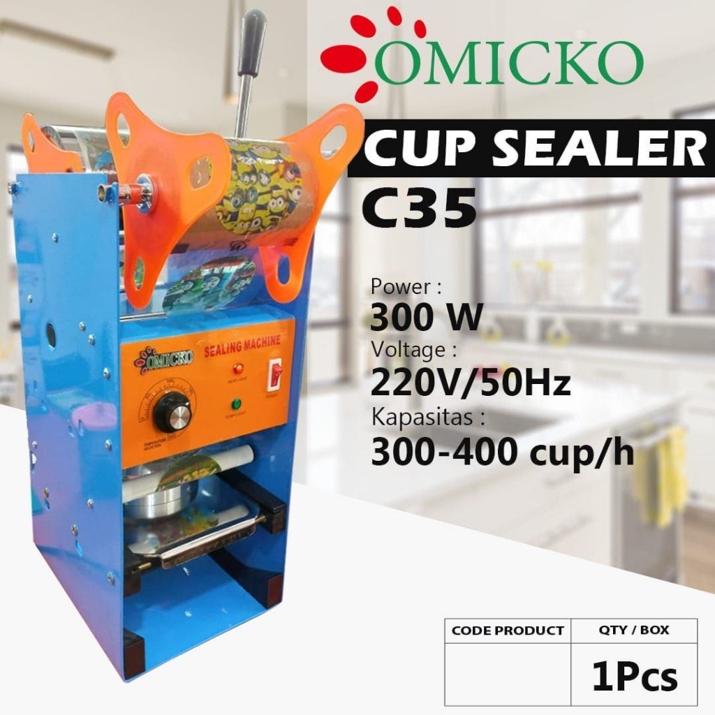 Omicko C35 C37 C39 Cup Sealer Mesin Press Cup Sealler Plastik Omicko