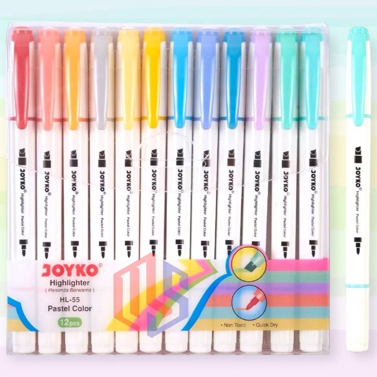 

KODE F2O HighlighterPenanda Joyko Pastel 12 Warna 1 Set HL55