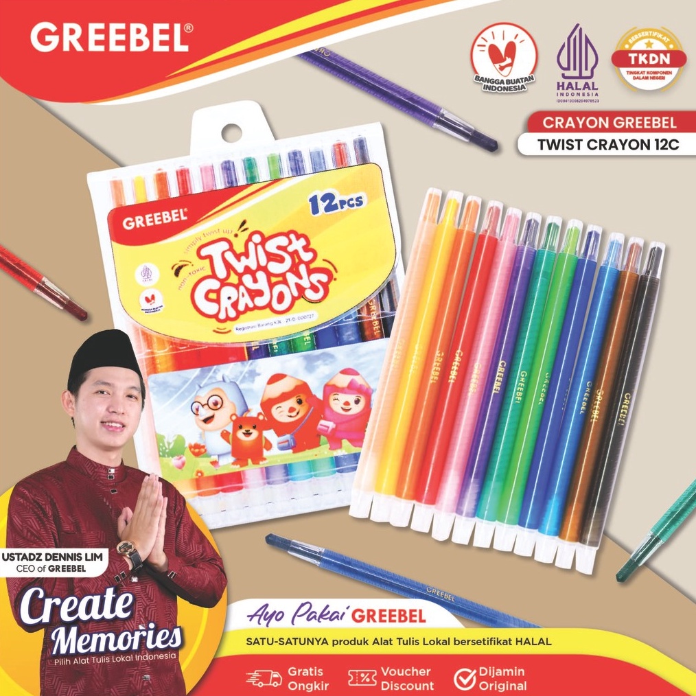 

KODE S89I GREEBEL Crayon Putar Krayon Twist 12 Warna Twist Crayon Greebel