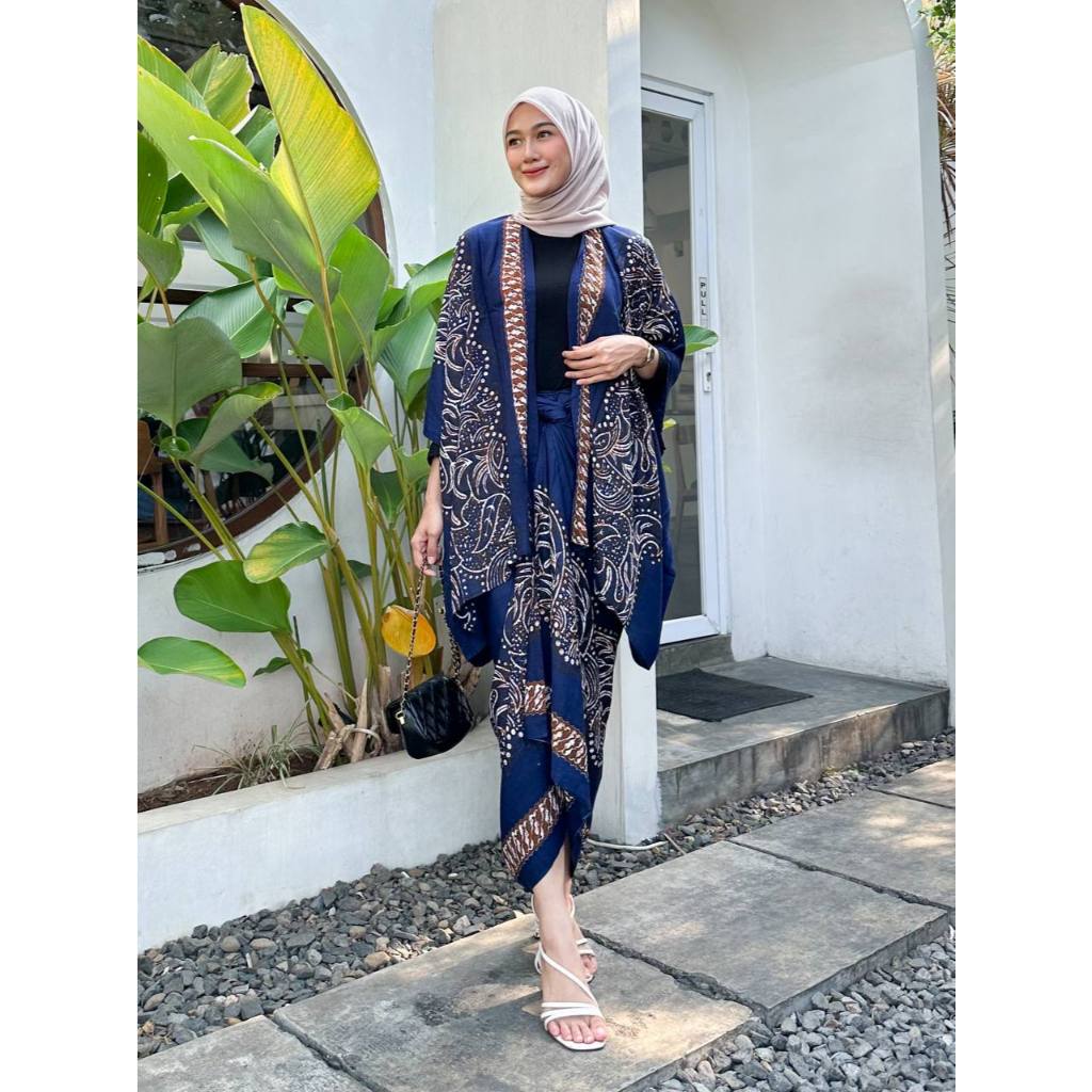 SET KEBAYA MODERN OUTFIT KONDANGAN SIMPEL ONE SET BATIK OUTER ROK LILIT KIMONO WANITA BAJU KONDANGAN