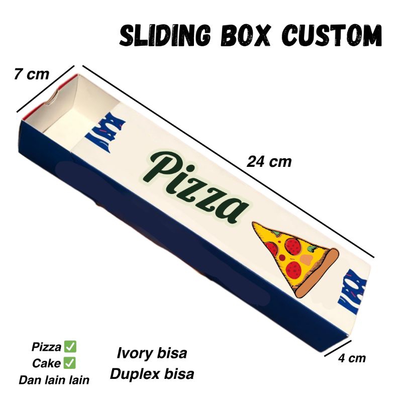 Kotak Sliding Box / Sliding Box Custom / Box Pizza Panjang / Kotak Kue / Kotak Macaroon / Box Pizza 