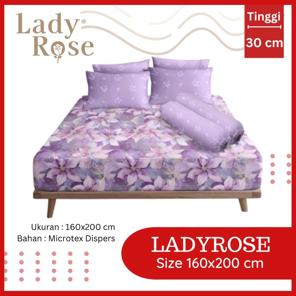 RC READY Sprei Lady Rose Ukuran 160x200 Motif Bunga Minimalis