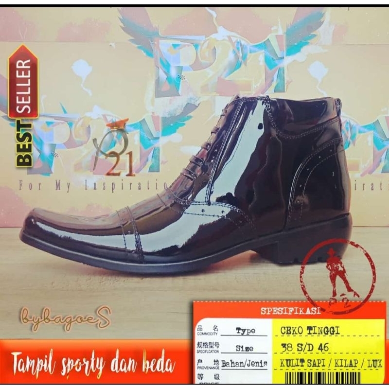 Sepatu P21 Ceko Pdh Polri TNI Kulit Asli
