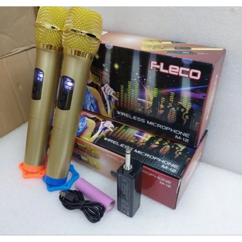 Microphone Profesional Wireless Mic Double FLECO M-12 / Mic Wireless Double FLECO M-12 MIC KARAOKE