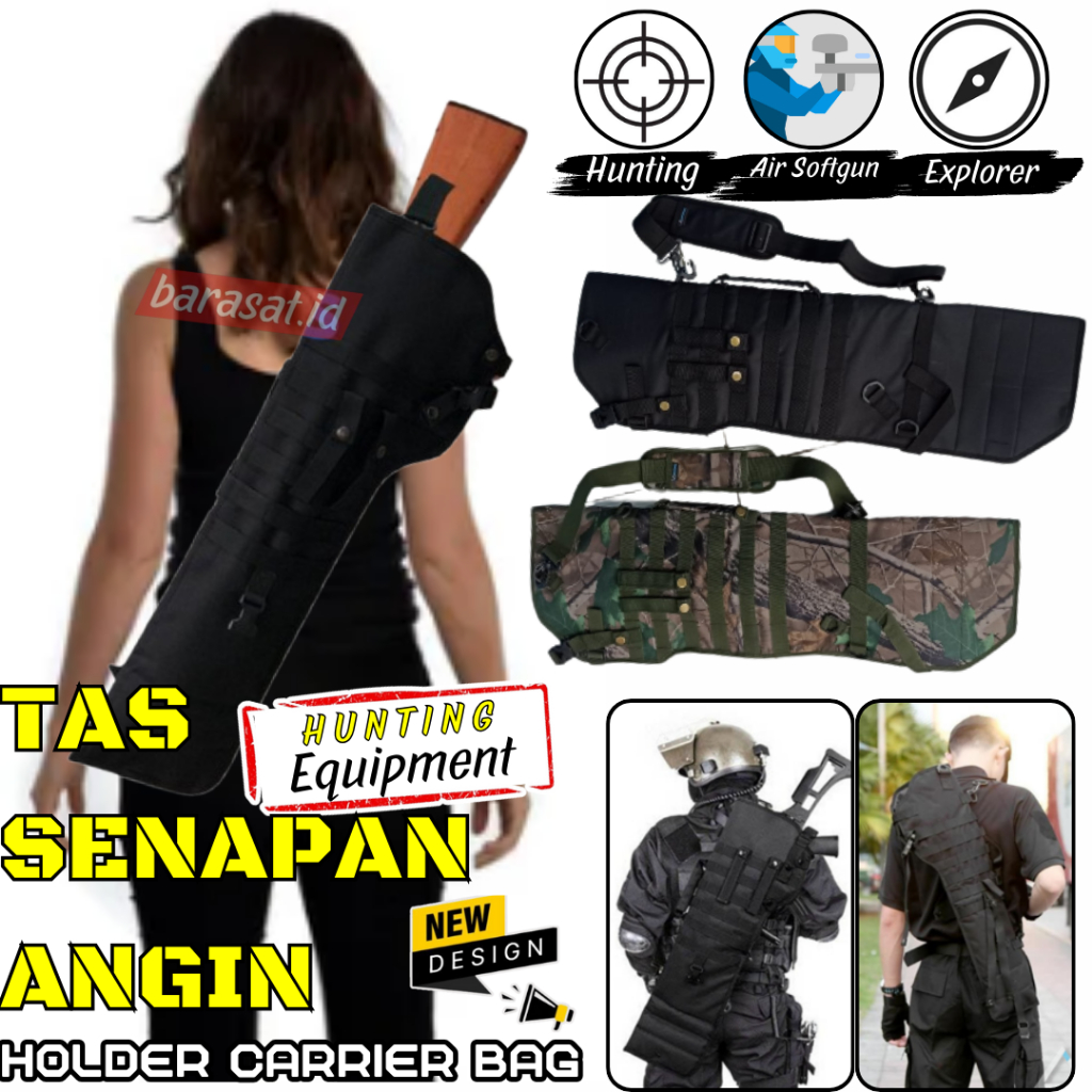 Tas Gejjluk Hunters Sarung  PCP Sanapan Airsotgan Ringkas bisa dilipat Jahitan rapi Kuat Bahan tebal