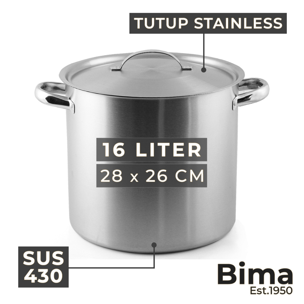 BIMA Panci Stainless Steel 16 Liter Stockpot 28 x 26 CM Morganware