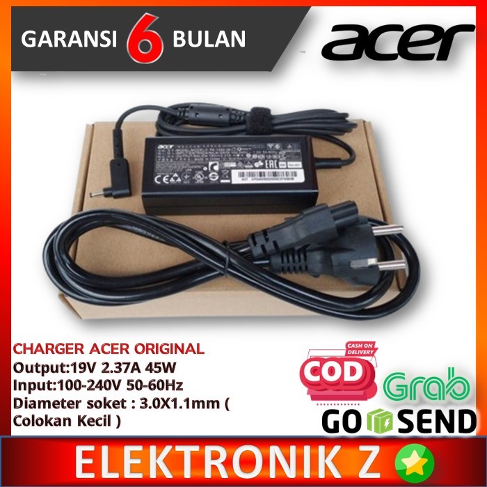 Adaptor Chager Acer ADP-45FE F ADP-45HE D 19V 2.37A DC 3.0 x 1.1mm 45W Original