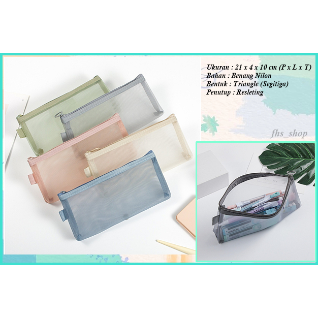 

Tempat Pensil Segitiga Mesh Tempat Pensil Aesthetic Tepak Pensil Triangle Mesh Transparant