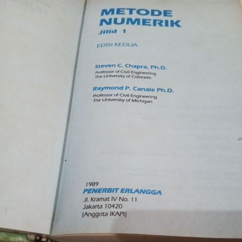 Metode NUMERIK jilid 1 edisi kedua ( ORIGINAL hacd cover ) Steven C.
