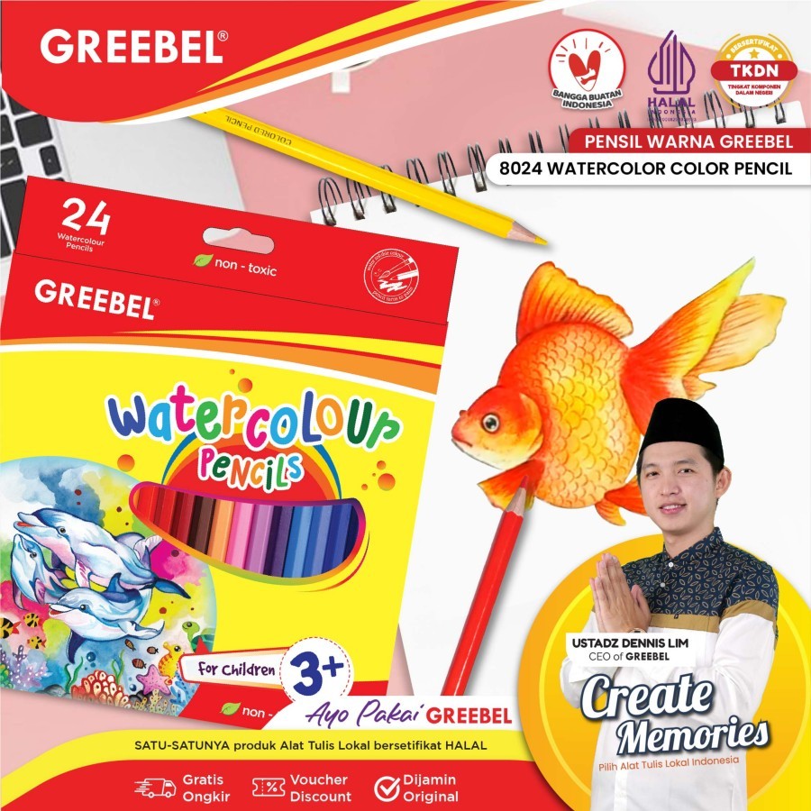 

PENSIL WARNA WATERCOLOR GREEBEL 24 WARNA