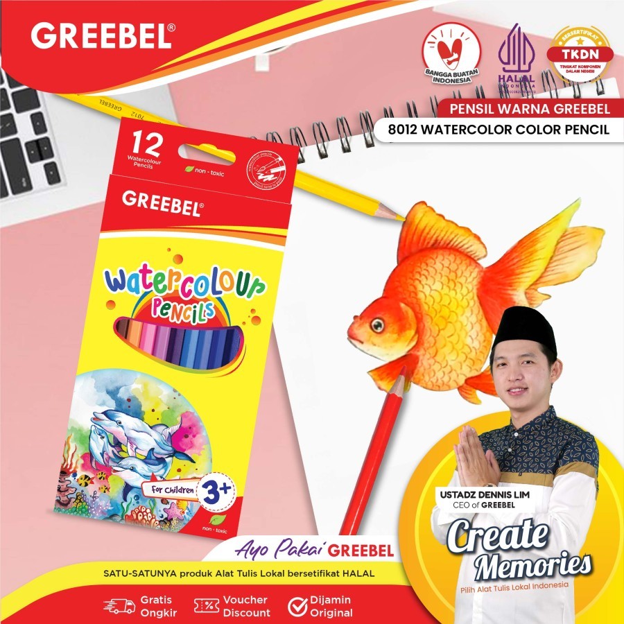 

PENSIL WARNA GREEBEL WATER COLOR 12 WARNA