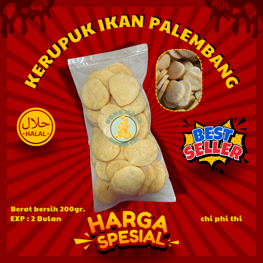 

KERUPUK IKAN TENGGIRI KHAS PALEMBANG ASLI 200GR KEMPLANG IKAN