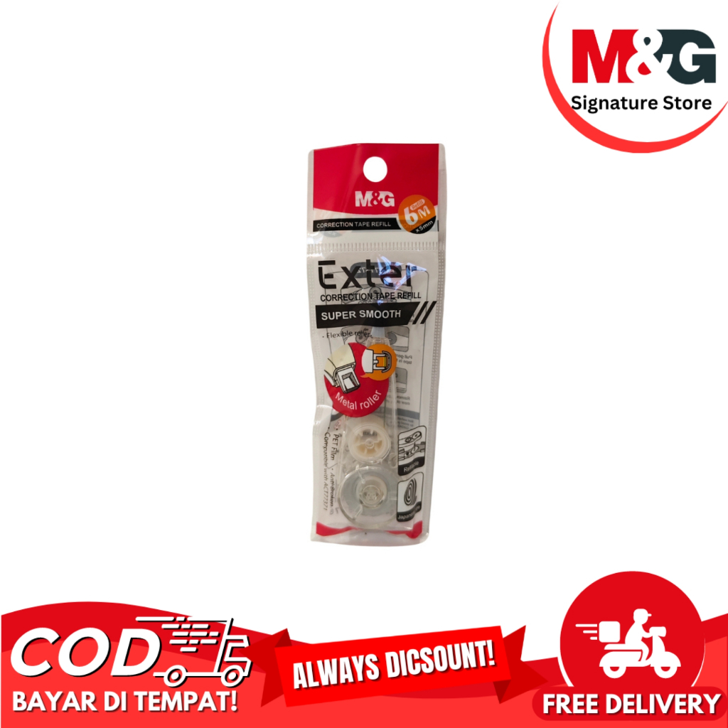 

Correction Tape Refil M&G 6m x 5mm Refil Tip Ex Kertas Exter Super Smooth #ACT77372