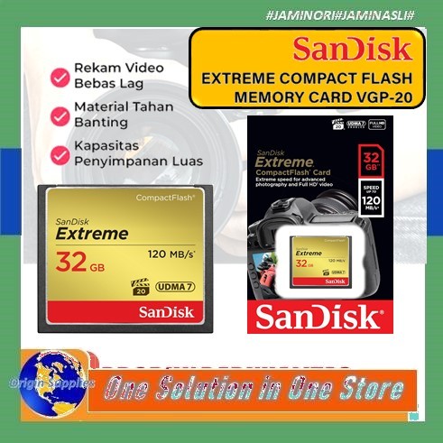 SanDisk Memory Card CF Compact Flash Extreme (120MB/s) - 32GB - Memory CF Kamera Nikon Canon Sony Fu