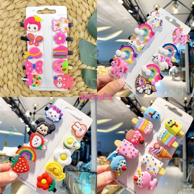 JEPITAN RAMBUT ANAK KARAKTER / JEPIT RAMBUT ANAK 1 SET ISI 10 PCS / JEPIT RAMBUT ANEKA KARAKTER / JE