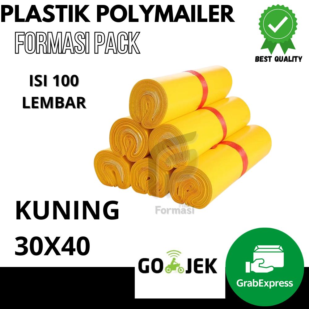 PLASTIK POLYMAILER/PLASTIK PACKING WARNA KUNING UKURAN 30x40 ISI 100 PCS