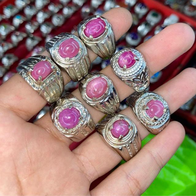 Cincin batu ruby burma srilangka Natural 100%/ batu pink ruby ring alpaka