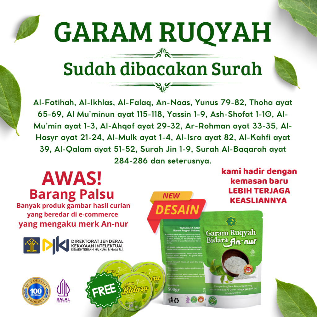 

Paket Bundling Hemat Garam Ruqyah Bidara 1 Kg dan Sabun Bidara/Penangkal Aura Negatif