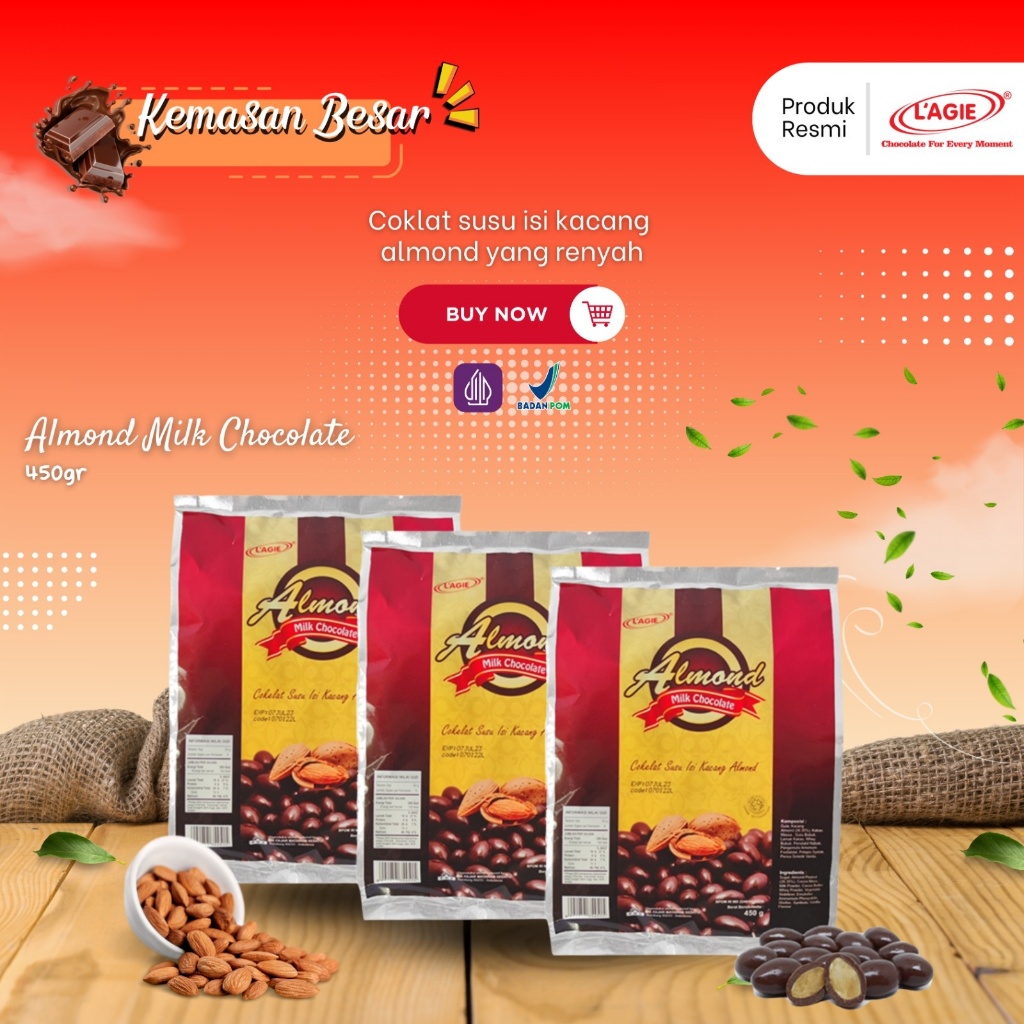 

LAGIE ALMOND MILK CHOCOLATE 450GRAM 3 BUNGKUS