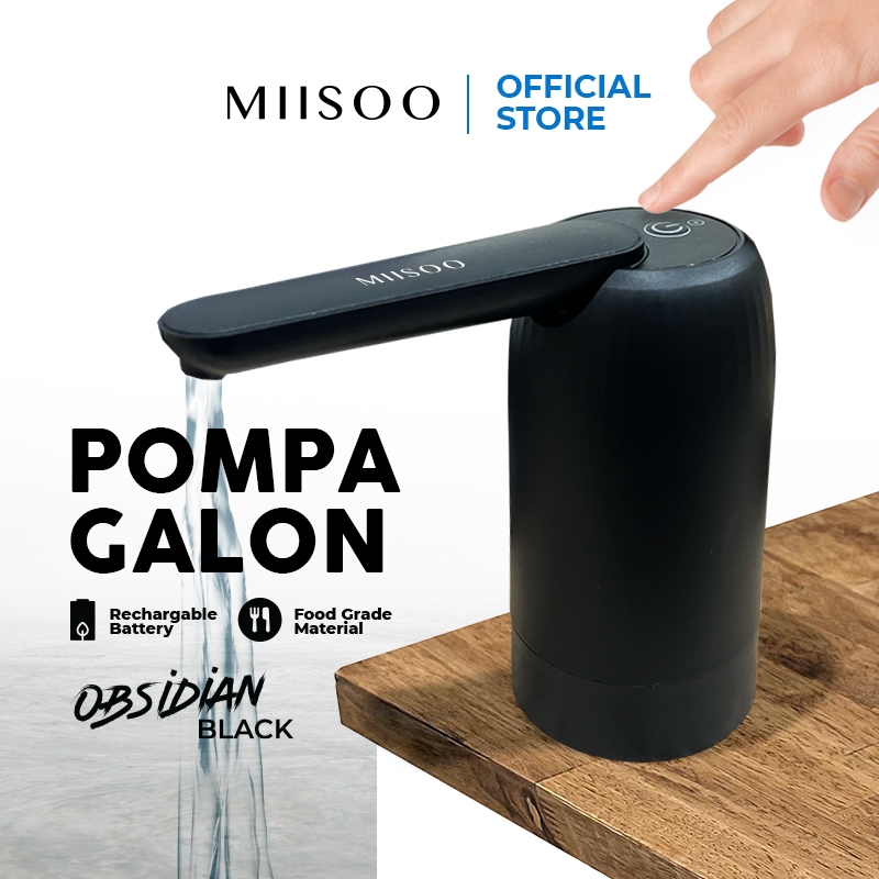 MIISOO Pompa Obsidian Black/Pompa Air All Black/Pompa Galon Elektrik/Pompa USB Charger Pompa Air Gal