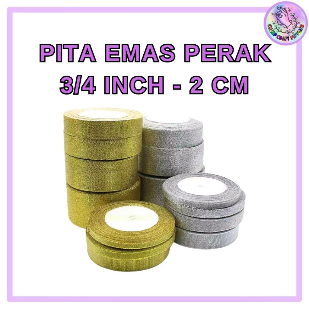 

Pita Emas Perak 3/4 Inch (2 Cm) // Pita Glitter