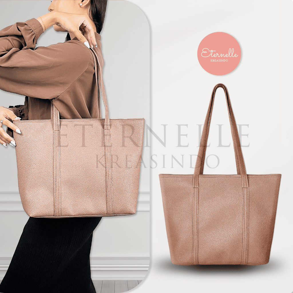 [100%FOTO ASLI] TAS TOTE ZURA / TAS TOTE BAHAN TEBAL KULIT JERUK / TAS TOTE KULIT WANITA KOREAN STYL