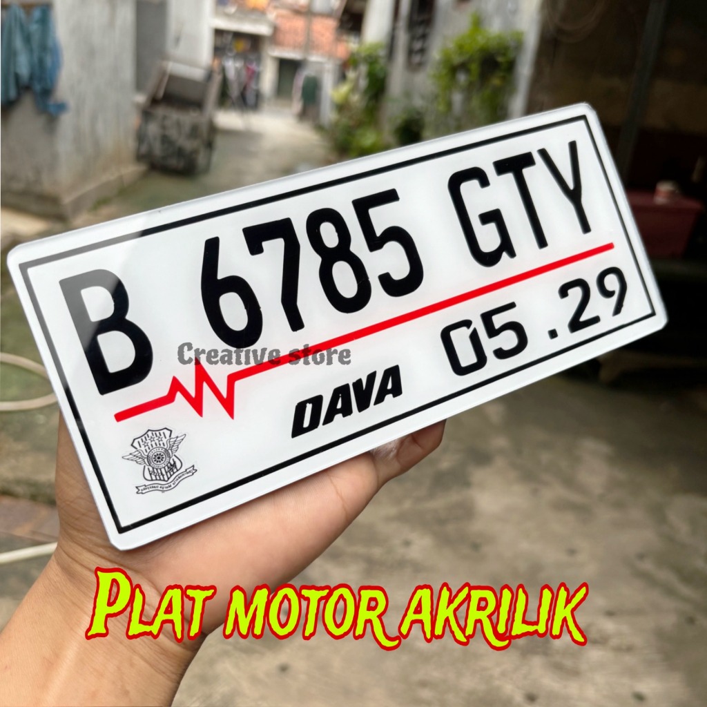 Plat Nomor Motor Timbul PUTIH HITAM Baut Tanam Request Nama Angka Variasi