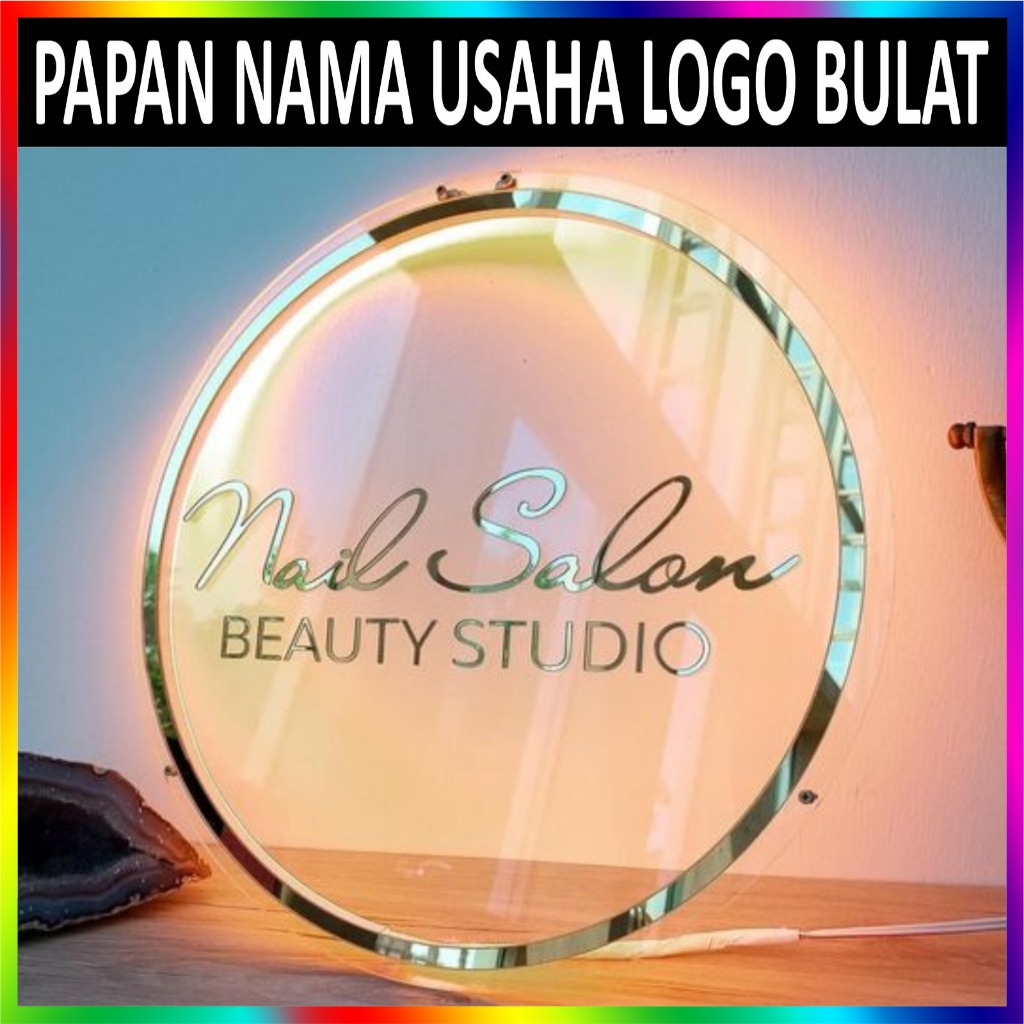 Papan Nama Usaha Papan Toko Logo Signage Akrilik Bulat Kotak CUSTOM Bebas Murah Cepat
