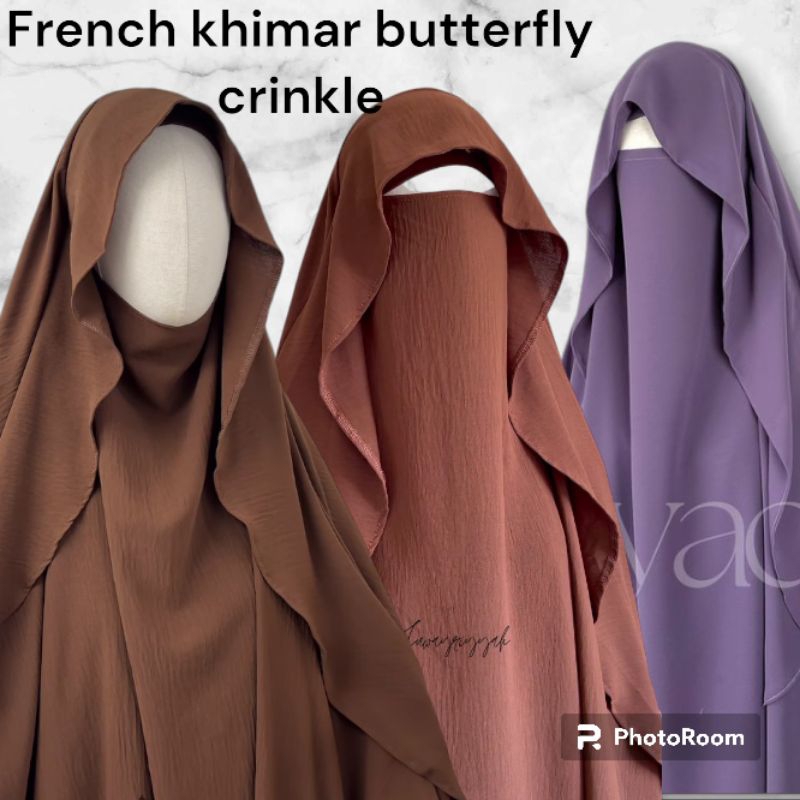 READY French khimar ayada butterfly crinkle jilbab instan jilbab jumbo French khimar crinkle khimar