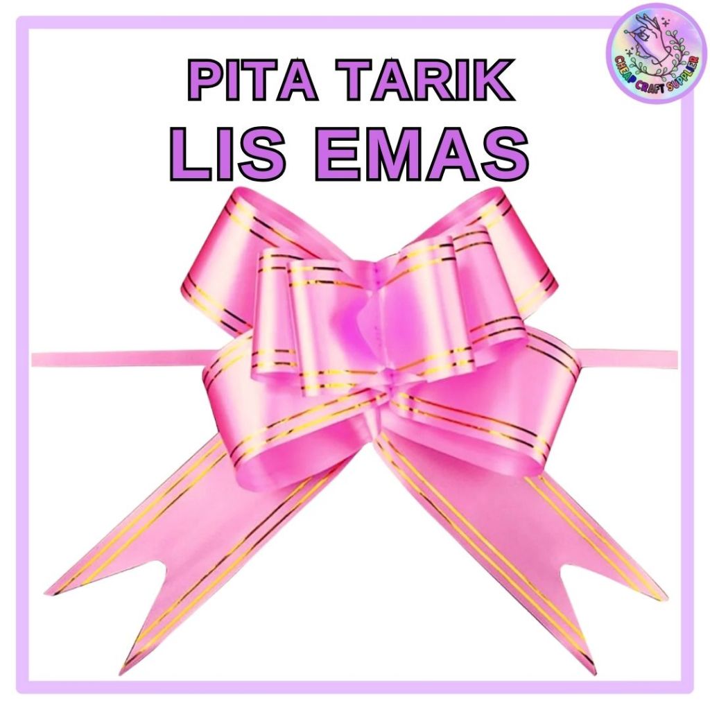 

Pita Tarik LIS EMAS Serut Besar Hiasan Parcel Souvenir Pull Flower Ribbon Gold Stripes