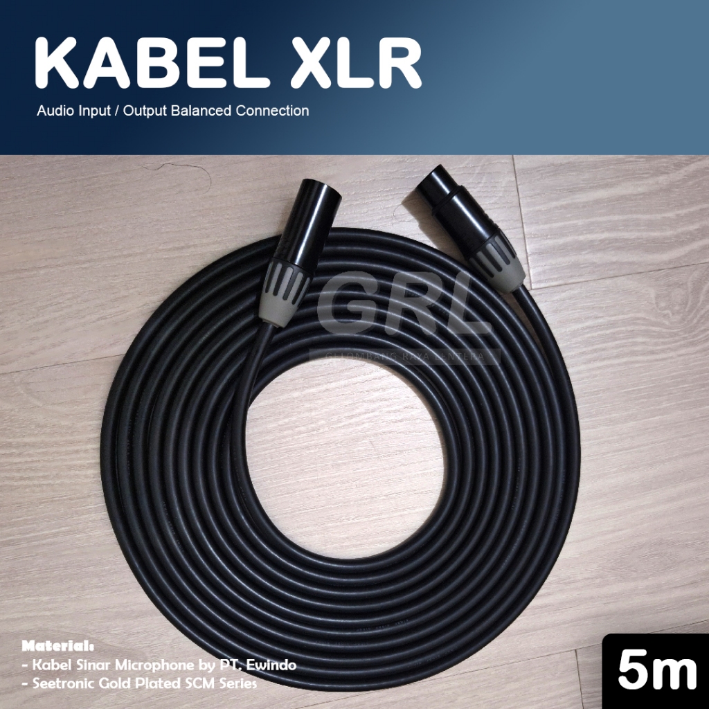 [5 METER] Kabel XLR Mic Microphone Input Output Balance Stereo konektor Seetronic