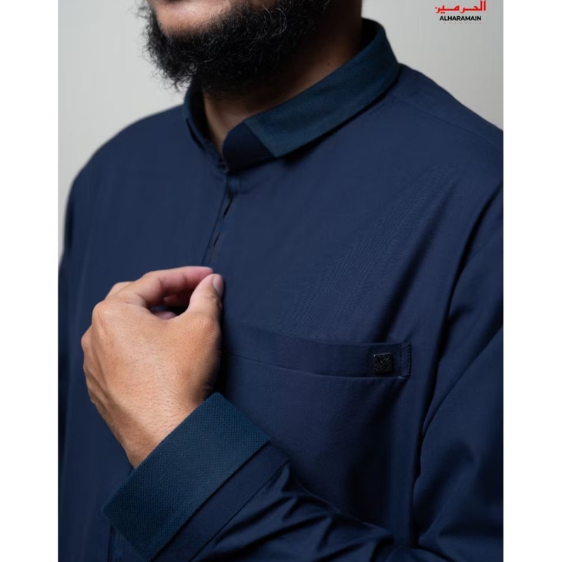 Koko AL Haramain Kombinasi Premium Manset (08 B) | Putih | Navy | Biru Muda | Coklat Tua | Abu | Mar