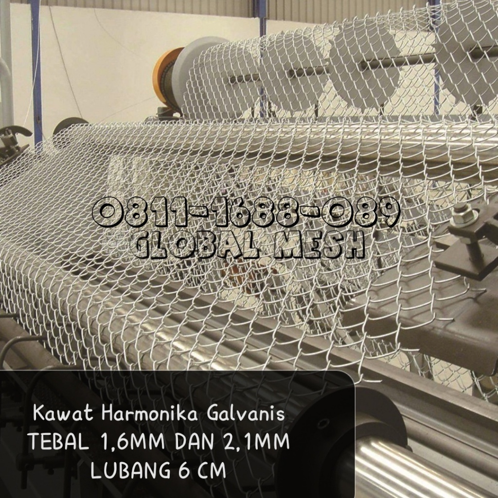 Kawat Pagar Harmonika Galvanis Tebal Kawat 1,6 mm dan 2,1mm Lubang 6 CM