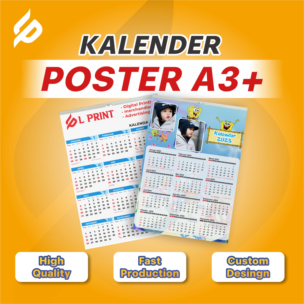 

Cetak Kalender Dinding 2025 Custom Design Foto Karakter Art Karton 230 Gsm