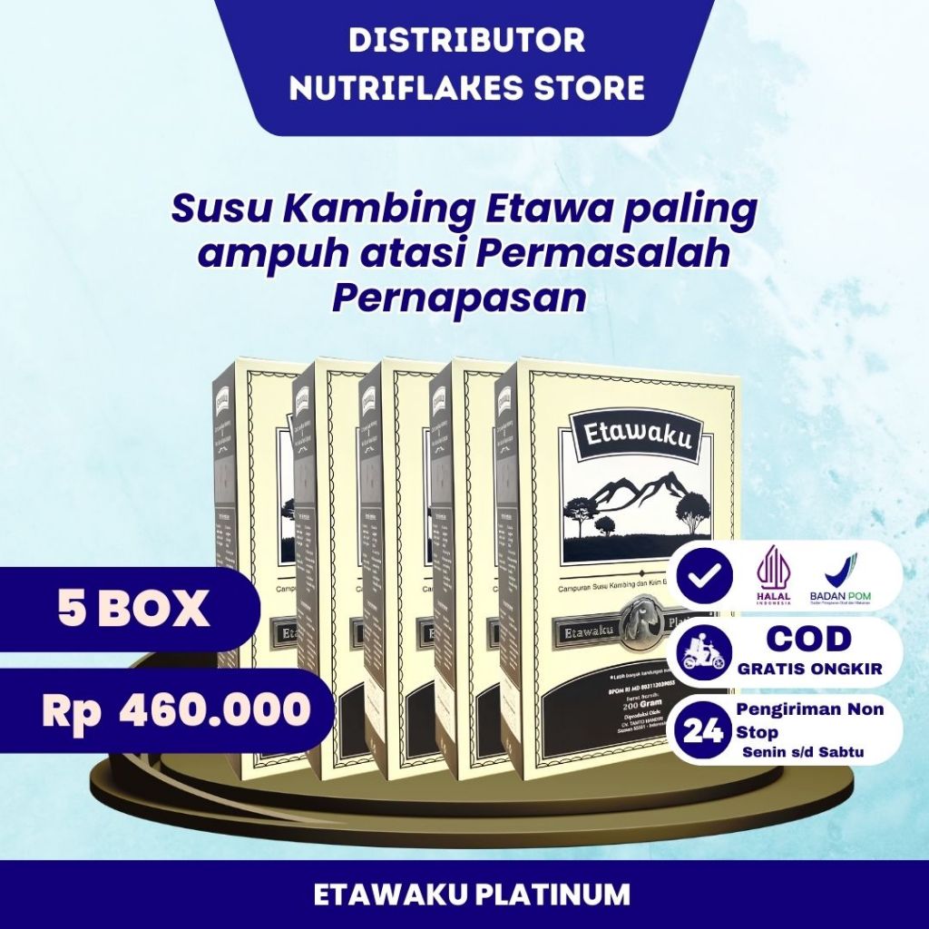 

[PAKET 5 BOX] Susu Etawaku Platinum - Mampu mengobati Napas Putus-putus dan Sesak Napas Original