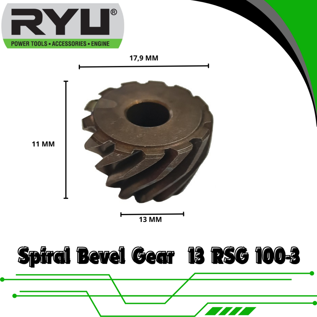 RYU Gigi Nanas Gerinda / Spiral Bevel Gear 13 RSG 100-3 / Gear Spiral Mesin Gerinda Tangan 4 Inch 4"