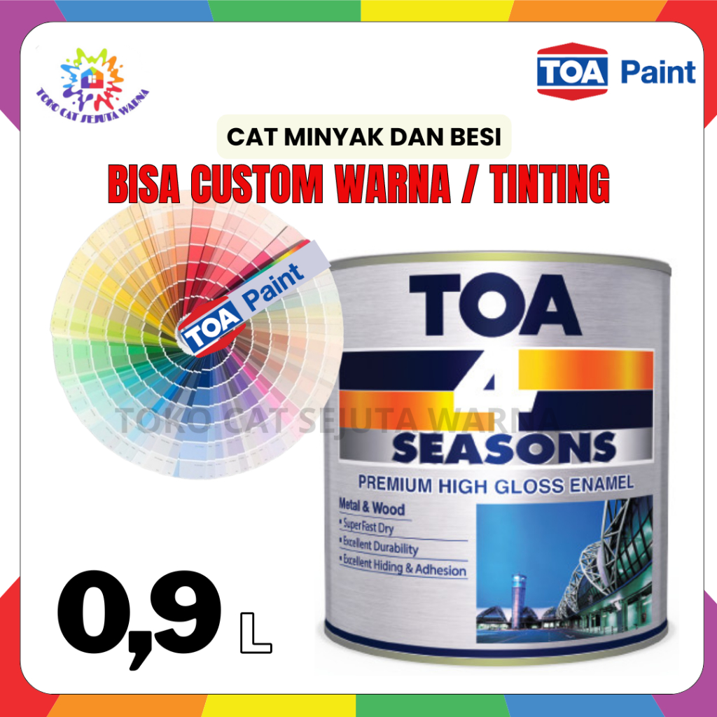

TOA 4 SEASON PREMIUM CAT MINYAK KAYU BESI HIGH GLOSS ENAMEL WHITE 1 KG