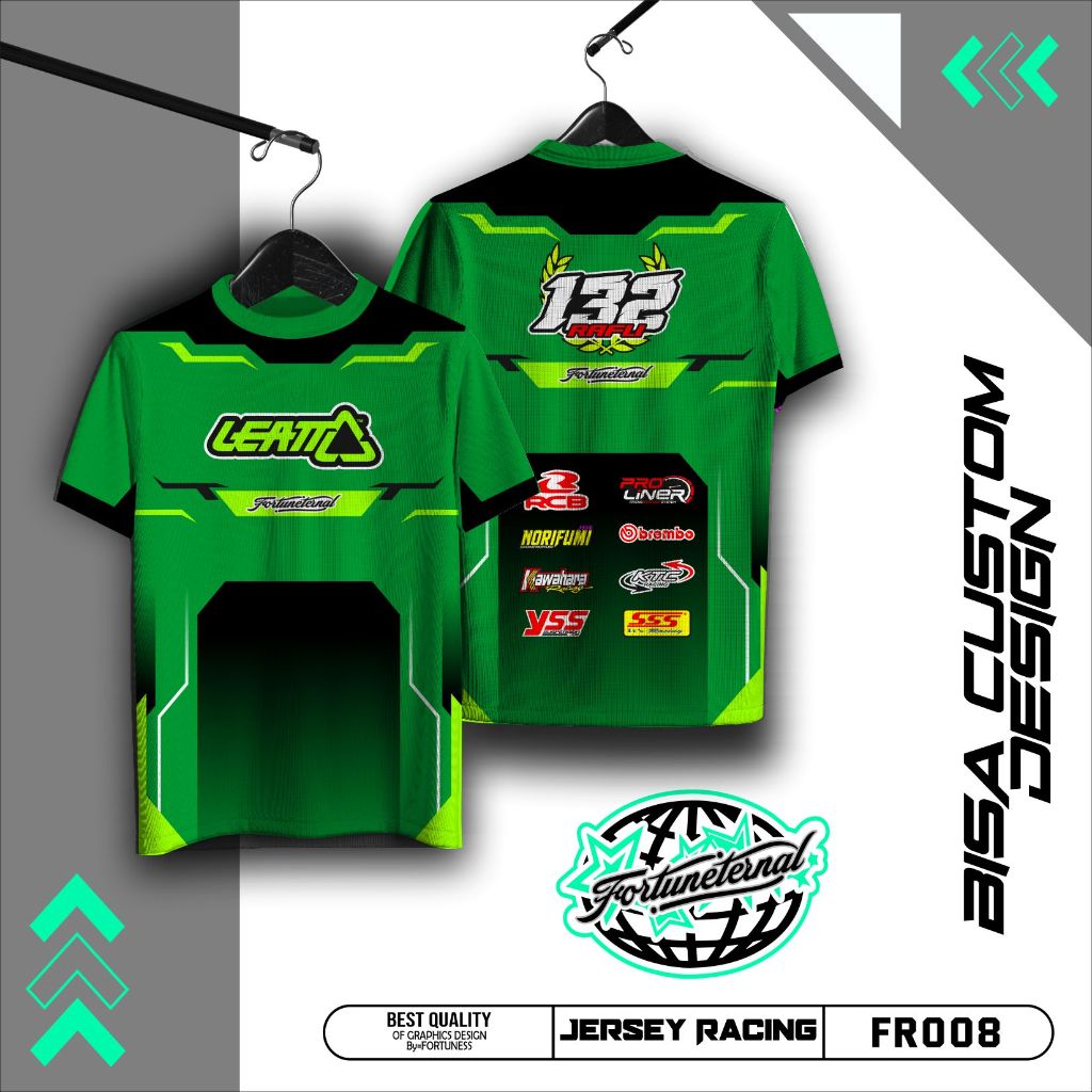 FR008 Jersey Team Bisa request custom desain Baju jersey Racing Start full printing Unisex