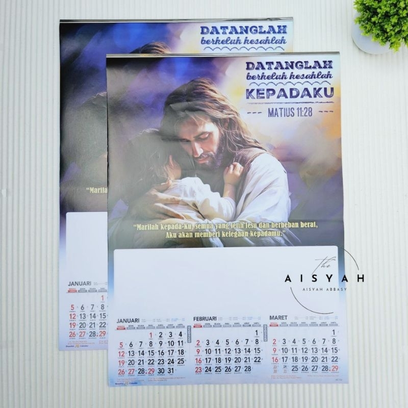 

kalender 2025 triwulan 4 lembar 3 bulanan gambar rohani 3 Ao123(terima castume cetak merek)