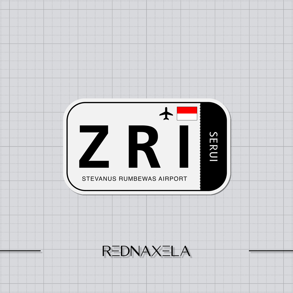 

Stiker Vinyl Stevanus Rumbewas Airport Code ZRI Sign Sticker