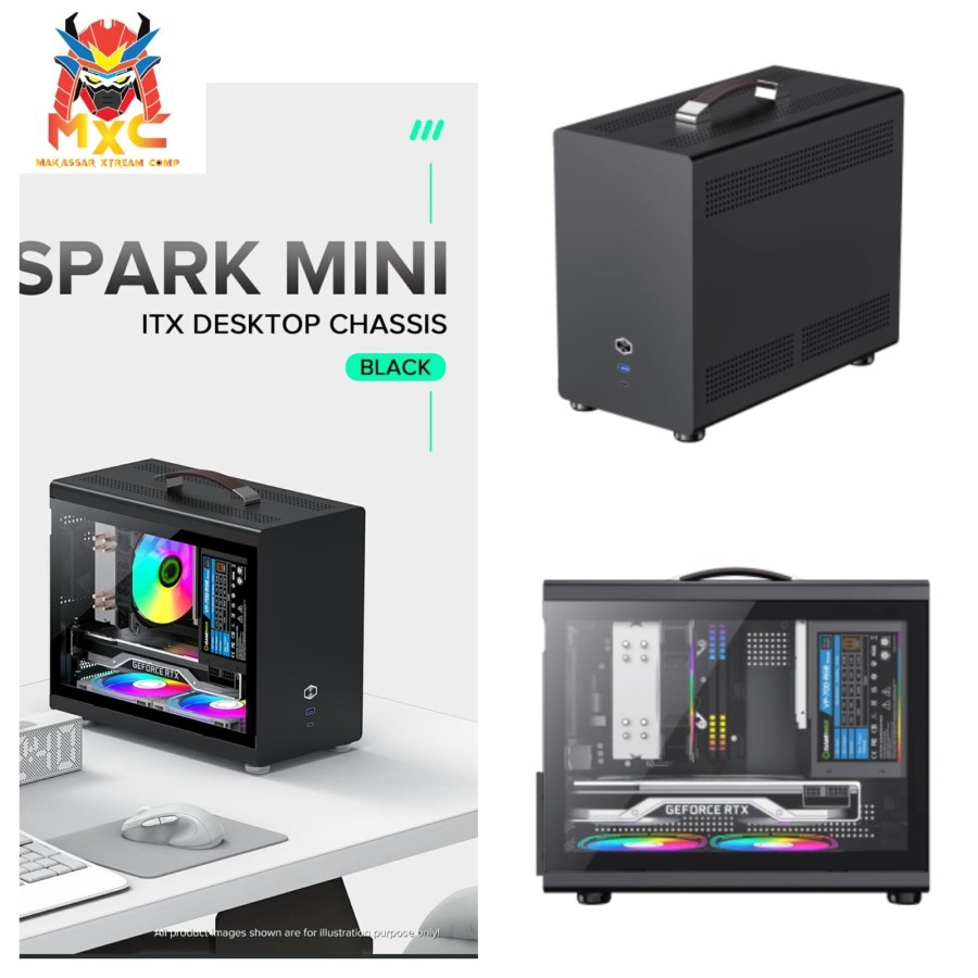 GAMEMAX Spark Mini Black Casing Mini ITX PC support atx PSU