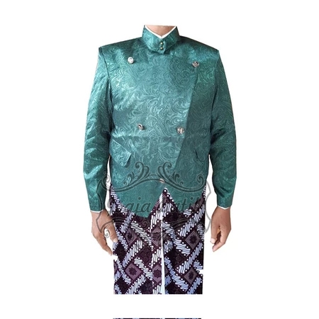 Beskap Solo Sikepan Premium Bahan Jaguar Hijau