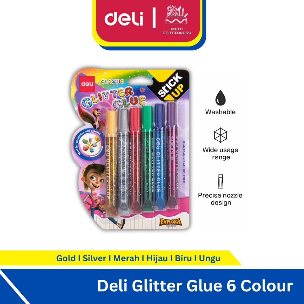 

Deli Glitter Glue Kerajinan Anak 6 colour EA-71101