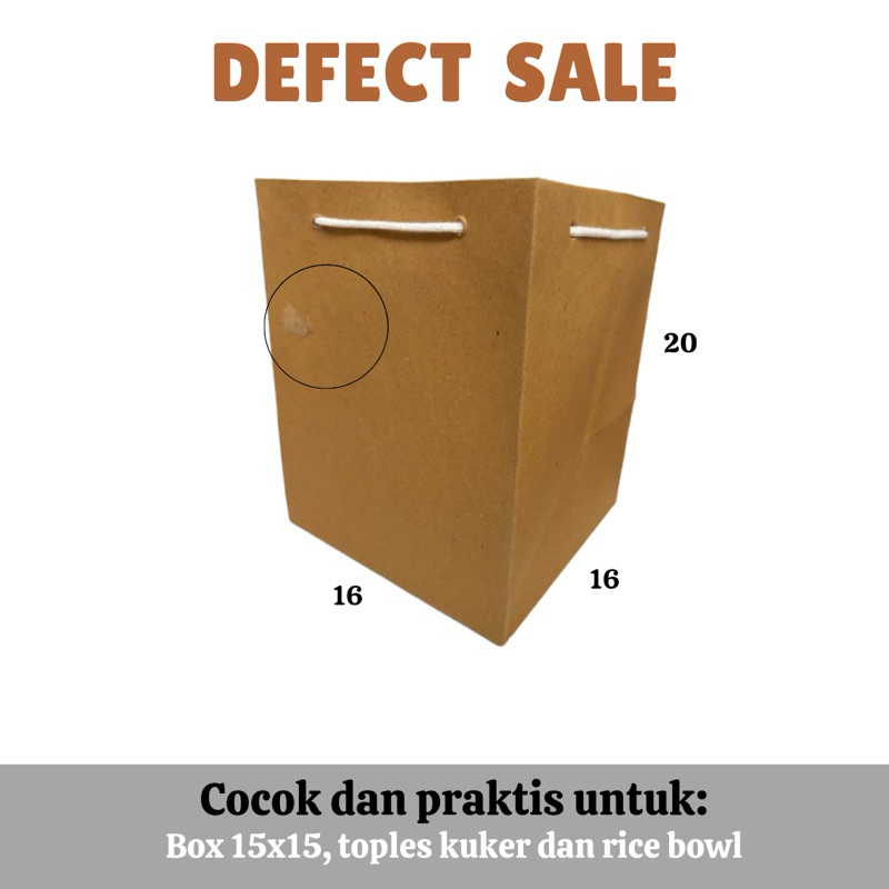 

Paperbag BS (16x16) Defect sale, tas kertas mutah, P16 x L16 x T20