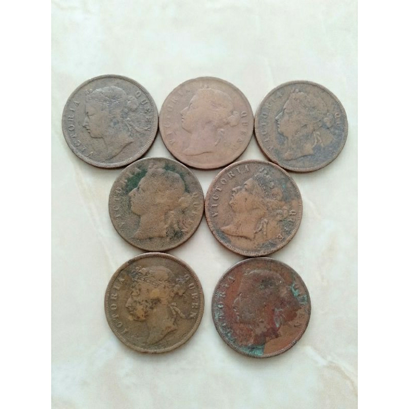 koin Kuno one cent straits settlements Victoria queen