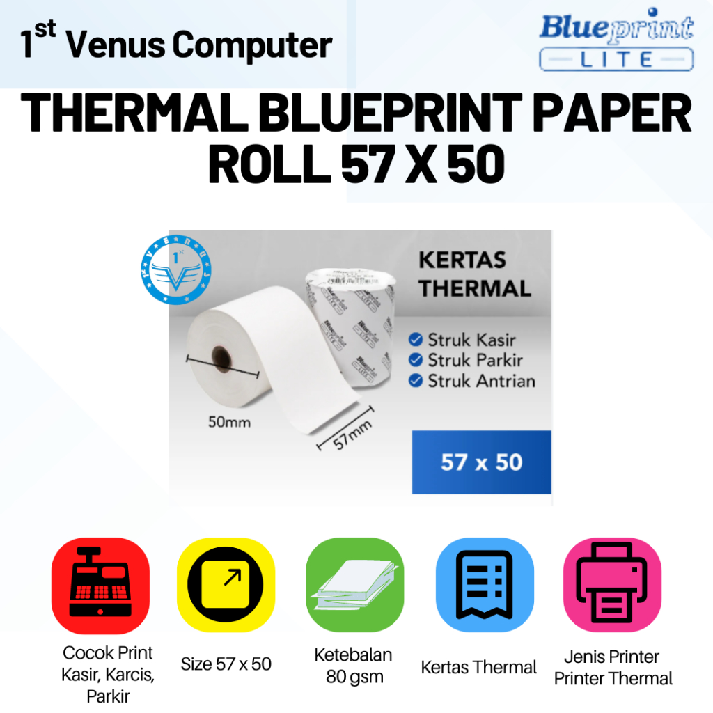 

KERTAS THERMAL BLUEPRINT 57mmx50mm / KERTAS ROLL 57x50 / BP-PROL02