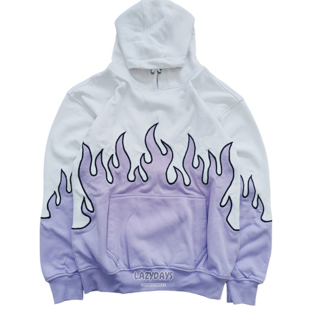 (LFB REWORKED) WHITE PURPLE FLAME HOODIE