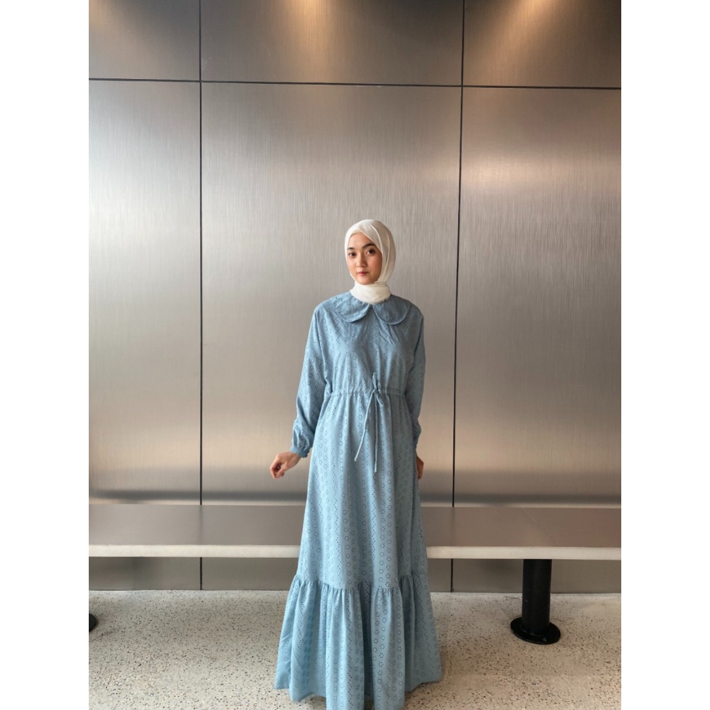 Haiqa - Gea Dress - Gamis Wanita Muslim Kekinian Kerah Rebah - Tali Serut - Dress