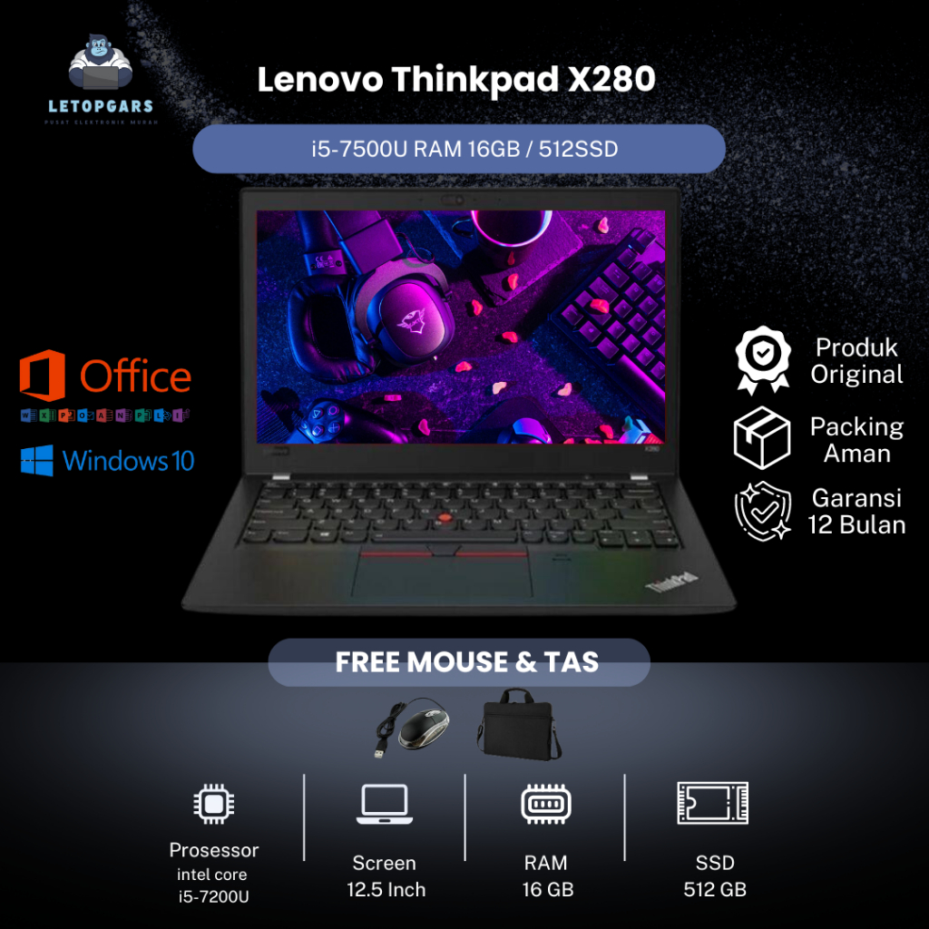 Laptop Lenovo Thinkpad X280 i5-7500U RAM 16GB / 512SSD